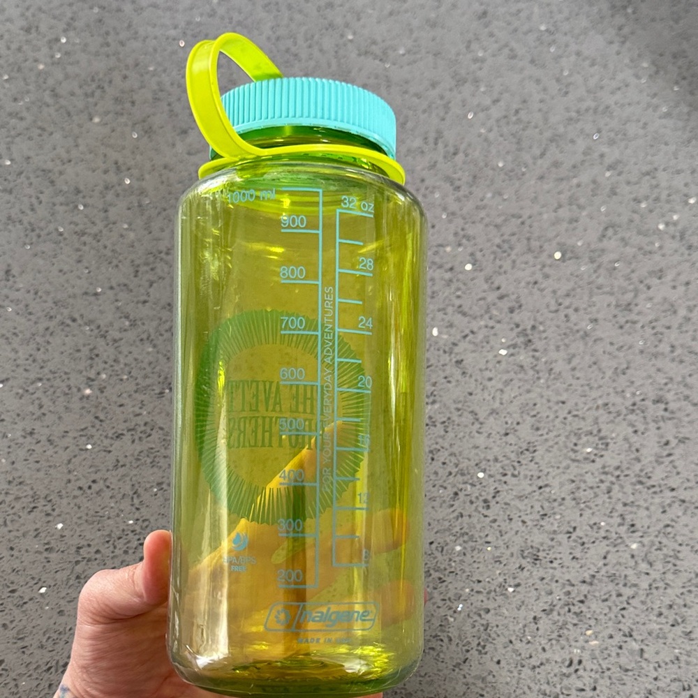 The Avett Brothers Logo Nalgene Water Bottle - Lime Green with Aqua Lid - Picture 3 of 5